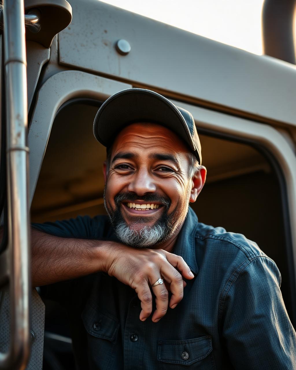 Caminhoneiro brasileiro sorrindo